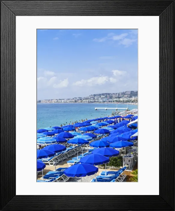 Framed Print : Blue parasols on the beach, Promenade des Anglais, Nice, Alpes Maritimes, Cote d Azur Framed Print : Blue parasols on the beach, Promenade des Anglais, Nice, Alpes Maritimes, Cote d Azur