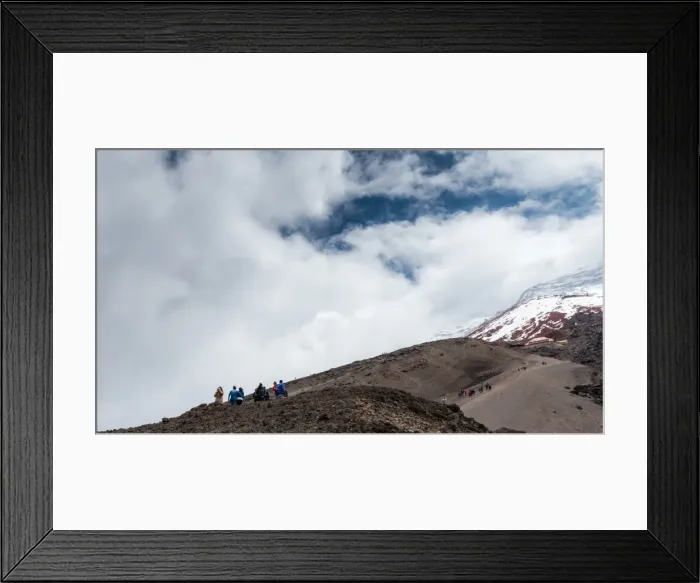 Framed Print : Hikers at Cotopaxi volcano, Ecuador, South America Framed Print : Hikers at Cotopaxi volcano, Ecuador, South America