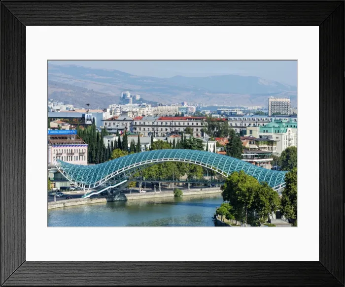 Framed Print : Peace Bridge over the Mtkvari Rver, designed by Italian architect Michele de Lucci Framed Print : Peace Bridge over the Mtkvari Rver, designed by Italian architect Michele de Lucci