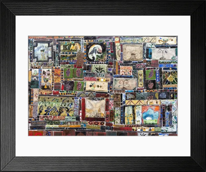 Framed Print : Painted tiles on the Clock Tower of the Gabriadze puppet theatre, Tbilisi, Georgia