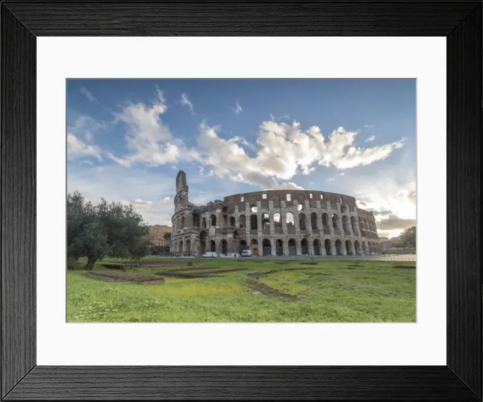 Framed Print : Blue sky at sunrise frames the ancient Colosseum (Flavian Amphitheatre), UNESCO World Heritage Site Framed Print : Blue sky at sunrise frames the ancient Colosseum (Flavian Amphitheatre), UNESCO World Heritage Site