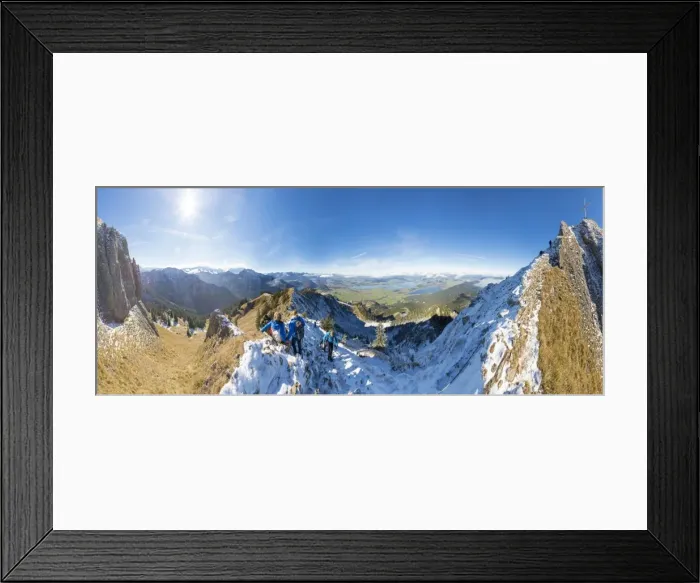 Framed Print : Climbers on steep crest covered with snow in the Ammergau Alps, Tegelberg, Fussen Framed Print : Climbers on steep crest covered with snow in the Ammergau Alps, Tegelberg, Fussen