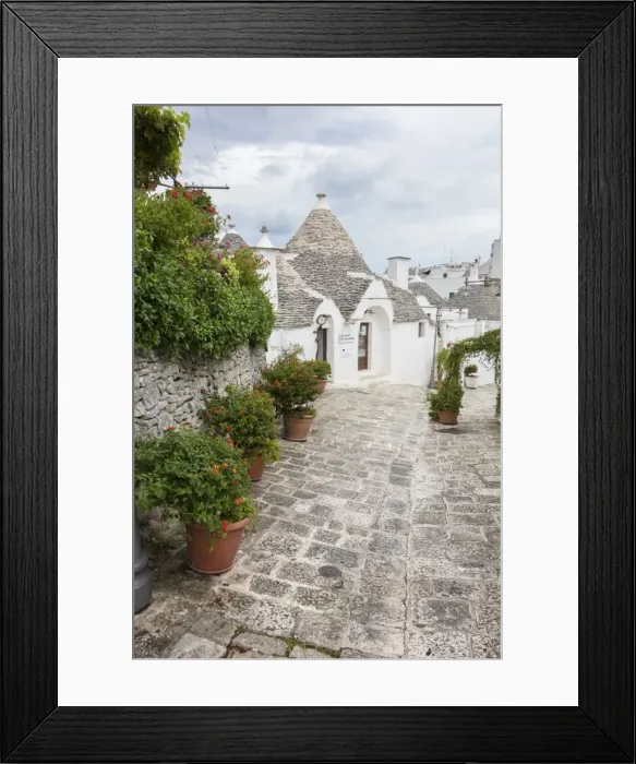 Framed Print : The typical Trulli built with dry stone with a conical roof, Alberobello, UNESCO Framed Print : The typical Trulli built with dry stone with a conical roof, Alberobello, UNESCO