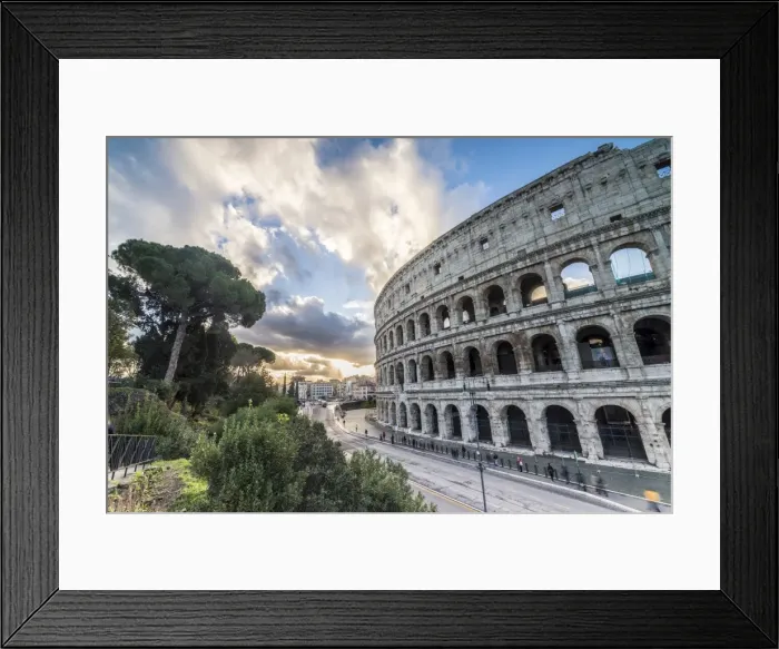 Framed Print : The pink sky at sunrise frames the ancient Colosseum (Flavian Amphitheatre), UNESCO Framed Print : The pink sky at sunrise frames the ancient Colosseum (Flavian Amphitheatre), UNESCO