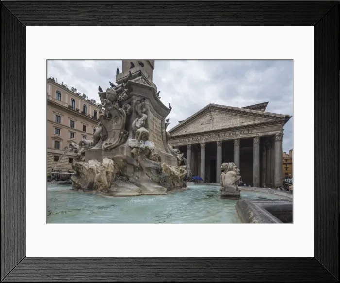 Framed Print : The fountain with statues frames the ancient temple of Pantheon, UNESCO World Heritage Site Framed Print : The fountain with statues frames the ancient temple of Pantheon, UNESCO World Heritage Site