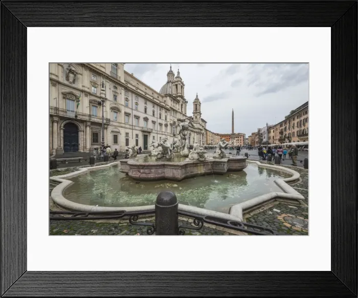 Framed Print : View of Piazza Navona with Fountain of the Four Rivers and the Egyptian obelisk in the middle Framed Print : View of Piazza Navona with Fountain of the Four Rivers and the Egyptian obelisk in the middle