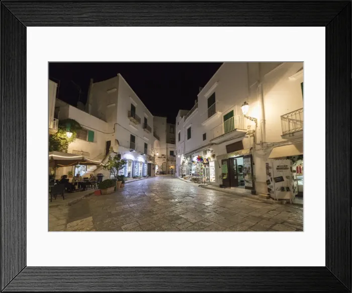 Framed Print : Night view of the typical alleys of the medieval old town, Ostuni, Province of Brindisi Framed Print : Night view of the typical alleys of the medieval old town, Ostuni, Province of Brindisi