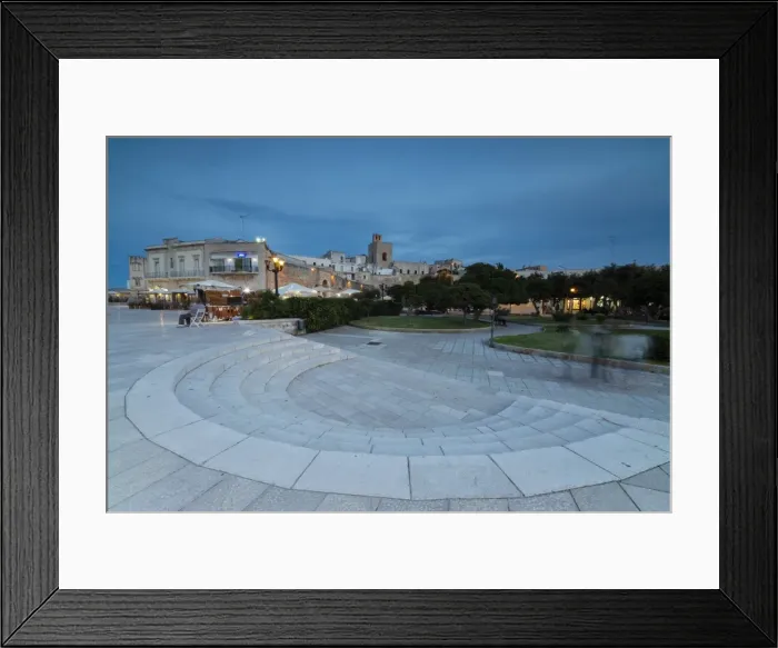 Framed Print : Dusk lights on the medieval fortress and squares of the old town, Otranto, Province of Lecce Framed Print : Dusk lights on the medieval fortress and squares of the old town, Otranto, Province of Lecce
