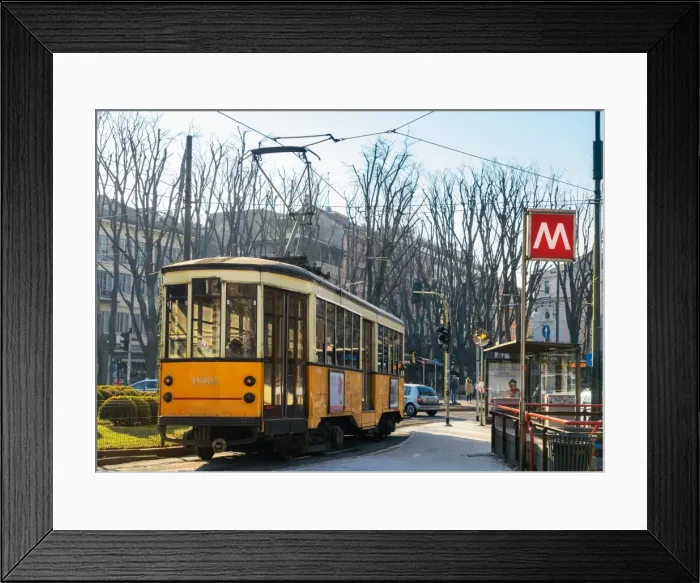 Framed Print : Metro Milan and traditional tram, Milan, Lombardy, Italy, Europe Framed Print : Metro Milan and traditional tram, Milan, Lombardy, Italy, Europe