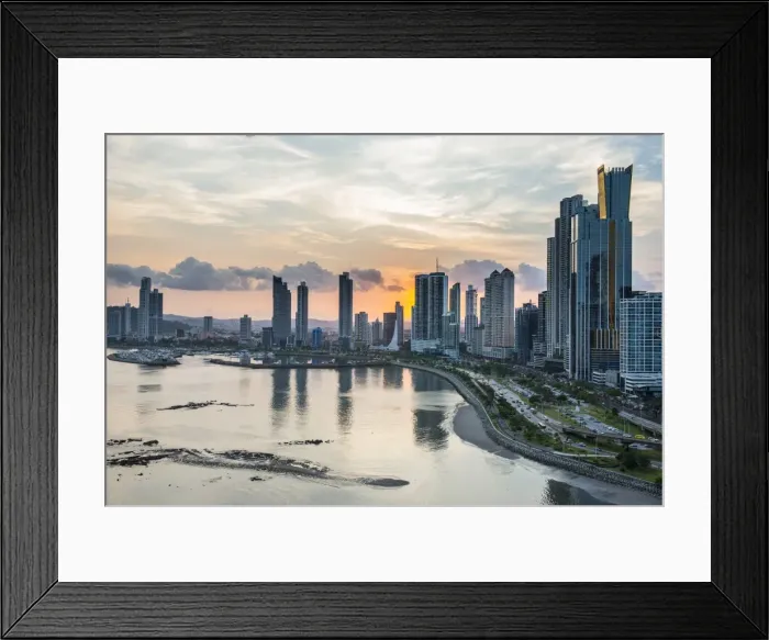 Framed Print : Skyline of Panama City at sunset, Panama City, Panama, Central America Framed Print : Skyline of Panama City at sunset, Panama City, Panama, Central America