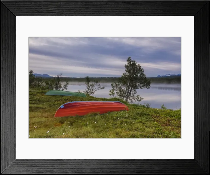 Framed Print : Boats on green meadows frame the calm water at night, Bogen, Evenes, Ofotfjorden Framed Print : Boats on green meadows frame the calm water at night, Bogen, Evenes, Ofotfjorden