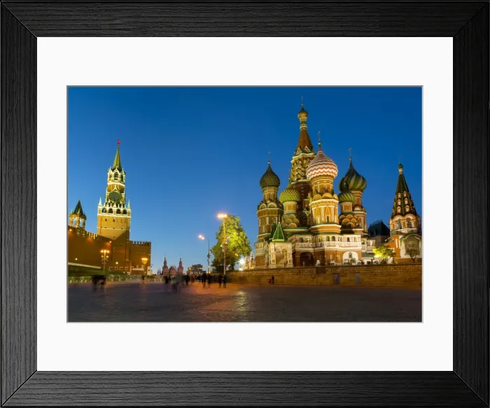 Framed Print : Red Square, St. Basils Cathedral and the Saviors Tower of the Kremlin lit up at night Framed Print : Red Square, St. Basils Cathedral and the Saviors Tower of the Kremlin lit up at night