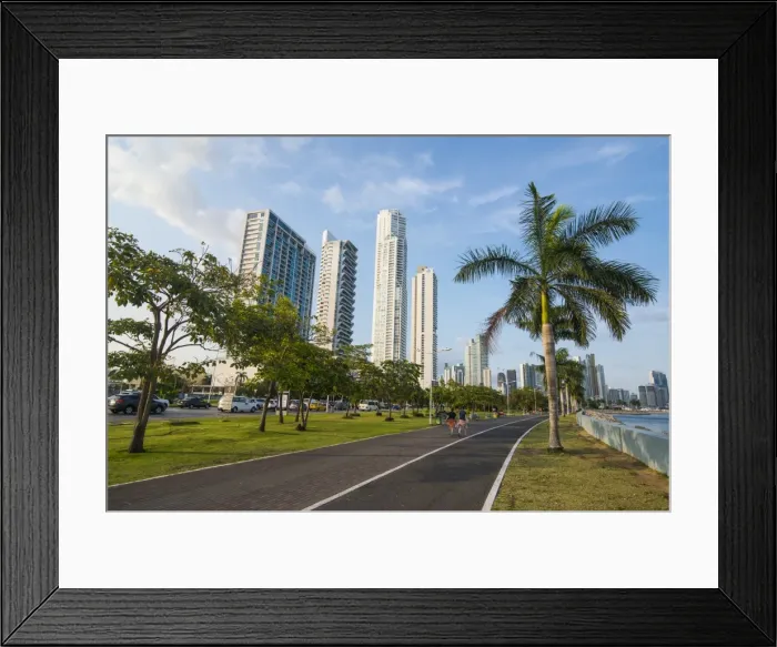 Framed Print : Walkway and the skyline of Panama City, Panama, Central America Framed Print : Walkway and the skyline of Panama City, Panama, Central America
