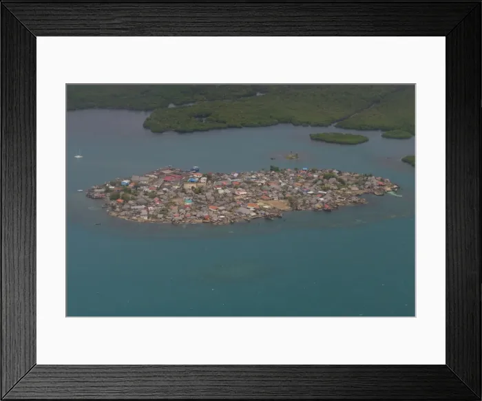Framed Print : Aerial of a densely populated island, San Blas Islands, Kuna Yala, Panama, Central Framed Print : Aerial of a densely populated island, San Blas Islands, Kuna Yala, Panama, Central