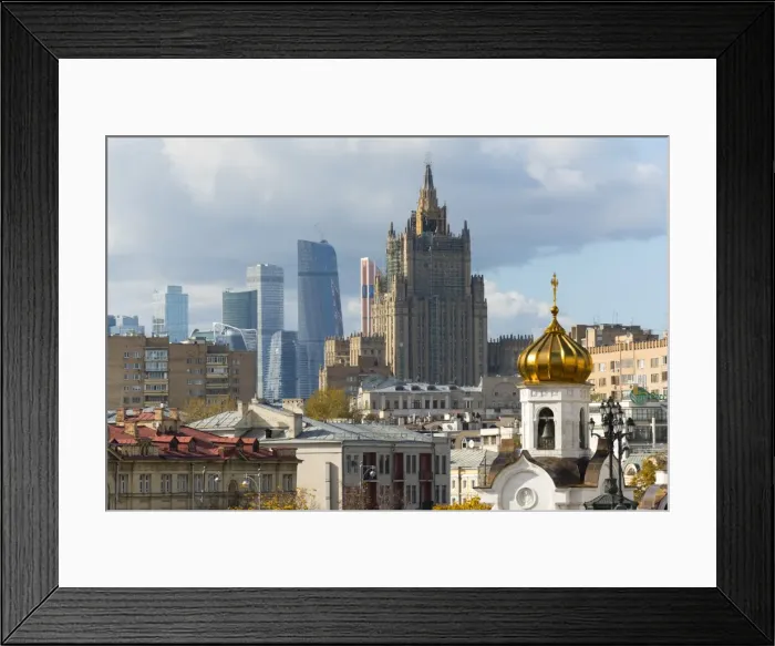 Framed Print : View of old and new skyscrapers, Moscow, Russia, Europe Framed Print : View of old and new skyscrapers, Moscow, Russia, Europe