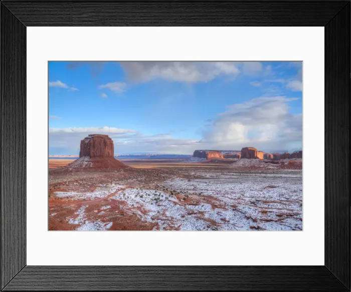 Framed Print : Sunrise, Merrick Butte on left, Spearhead Mesa on right, Monument Valley Navajo Tribal Park Framed Print : Sunrise, Merrick Butte on left, Spearhead Mesa on right, Monument Valley Navajo Tribal Park