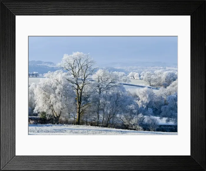 Framed Print : Frosty landscape, Powys, Wales, United Kingdom, Europe Framed Print : Frosty landscape, Powys, Wales, United Kingdom, Europe