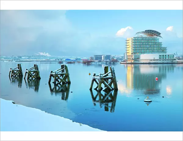 St. Davids Hotel and Spa in snow, Cardiff, Bay, Wales, United Kingdom, Europe
