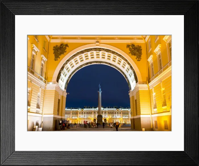 Framed Print : View of Palace Square, Alexander Column and the Winter Palace through the Triumphal Framed Print : View of Palace Square, Alexander Column and the Winter Palace through the Triumphal