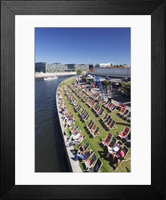 Framed Print : Capital Beach bar at Spreebogen Park, TV Tower, Berlin, Germany, Europe