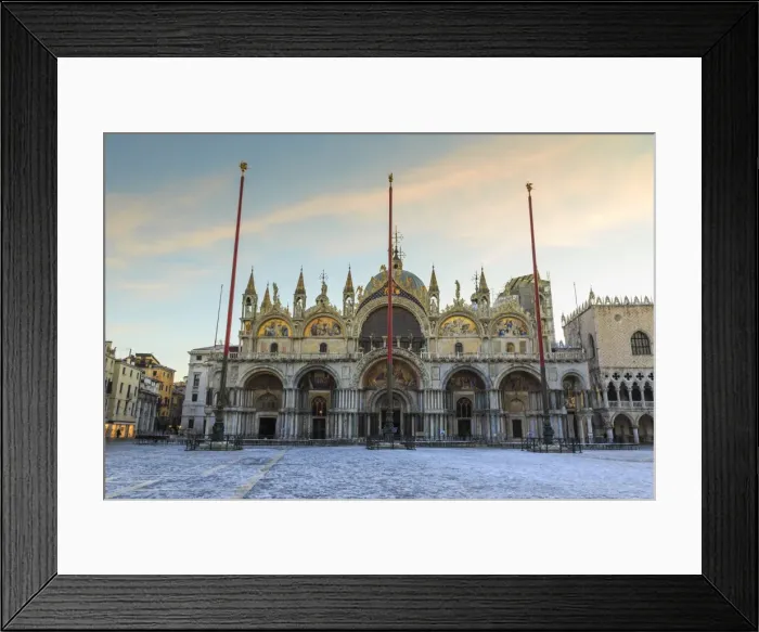 Framed Print : Basilica and Piazza San Marco at dawn after overnight snow, Venice, UNESCO World Heritage Site Framed Print : Basilica and Piazza San Marco at dawn after overnight snow, Venice, UNESCO World Heritage Site