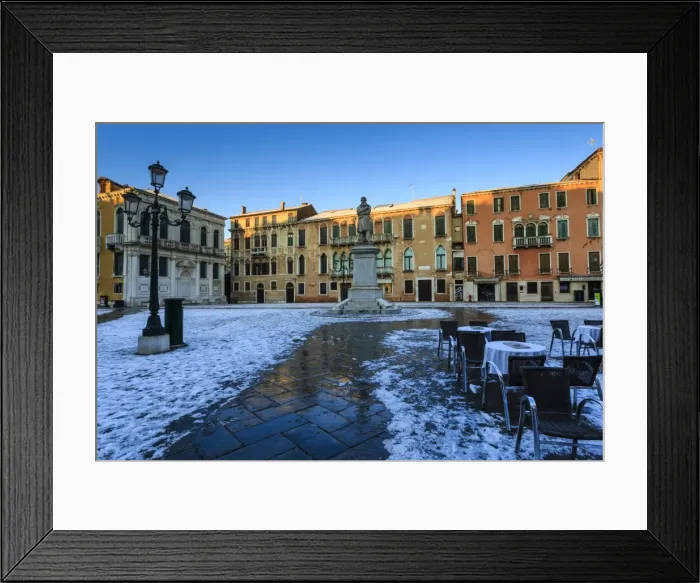 Framed Print : Campo Santo Stefano at sunrise after overnight snow, San Marco, Venice, UNESCO World Heritage Site Framed Print : Campo Santo Stefano at sunrise after overnight snow, San Marco, Venice, UNESCO World Heritage Site