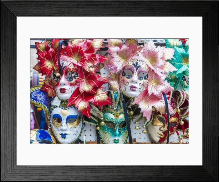 Framed Print : Colourful masks of the Carnival of Venice, famous festival worldwide, Venice, Veneto Framed Print : Colourful masks of the Carnival of Venice, famous festival worldwide, Venice, Veneto