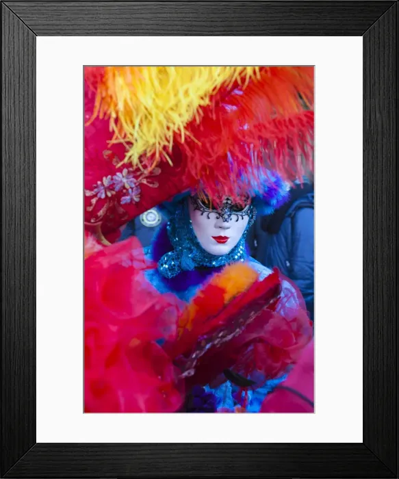 Framed Print : Colourful mask and costume of the Carnival of Venice, famous festival worldwide, Venice