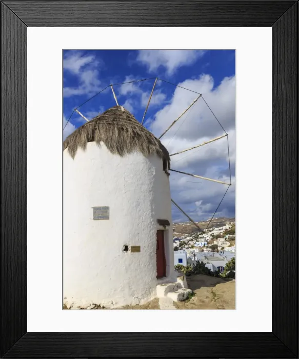 Framed Print : Whitewashed windmill and houses, Mykonos Town (Chora), Mykonos, Cyclades, Greek Islands Framed Print : Whitewashed windmill and houses, Mykonos Town (Chora), Mykonos, Cyclades, Greek Islands