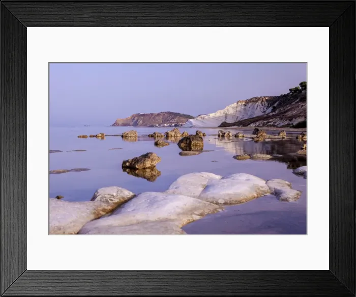 Framed Print : White cliffs known as Scala dei Turchi frame the calm sea at dawn, Porto Empedocle Framed Print : White cliffs known as Scala dei Turchi frame the calm sea at dawn, Porto Empedocle