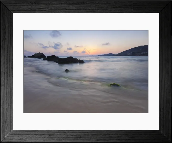 Framed Print : The last lights of the sunset are reflected on sea waves and sandy beach, Licata Framed Print : The last lights of the sunset are reflected on sea waves and sandy beach, Licata