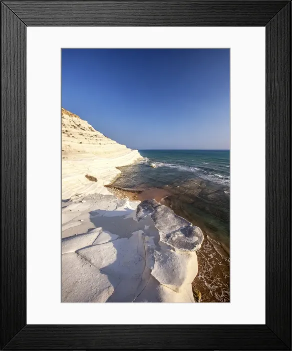 Framed Print : White cliffs known as Scala dei Turchi frame the turquoise sea, Porto Empedocle Framed Print : White cliffs known as Scala dei Turchi frame the turquoise sea, Porto Empedocle