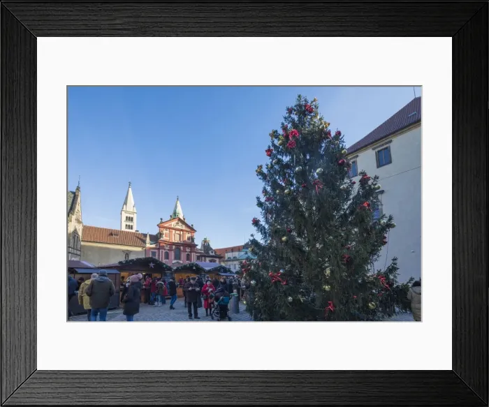Framed Print : A decorated Christmas tree frames the St. George Church, Prague, Czech Republic, Europe Framed Print : A decorated Christmas tree frames the St. George Church, Prague, Czech Republic, Europe