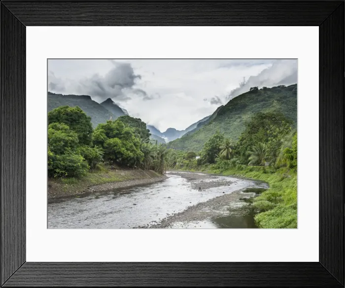 Framed Print : Paea River with dramatic mountains in the background, Tahiti, Society Islands, French Polynesia Framed Print : Paea River with dramatic mountains in the background, Tahiti, Society Islands, French Polynesia
