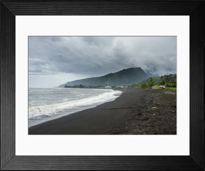 Framed Print : Black sand volcanic Taharuu Beach, Tahiti, Society Islands, French Polynesia, Pacific Framed Print : Black sand volcanic Taharuu Beach, Tahiti, Society Islands, French Polynesia, Pacific