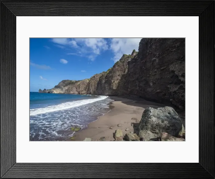 Framed Print : Beautiful Wells Bay sand beach in Saba, Netherland Antilles, West Indies, Caribbean Framed Print : Beautiful Wells Bay sand beach in Saba, Netherland Antilles, West Indies, Caribbean