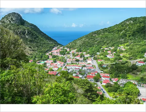View over The Bottom, capital of Saba, Netherland Antilles, West Indies, Caribbean