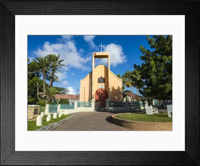 Framed Print : Church, Oranjestad, in the capital of St. Eustatius, Statia, Netherland Antilles