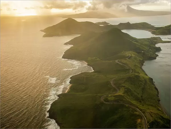 Aerial of St. Kitts, St. Kitts and Nevis, West Indies, Caribbean, Central America