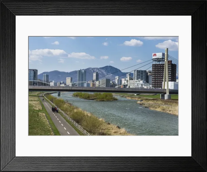 Framed Print : Massive bridge spanning the Ishikari River flowing through Sapporo, Hokkaido, Japan, Asia Framed Print : Massive bridge spanning the Ishikari River flowing through Sapporo, Hokkaido, Japan, Asia