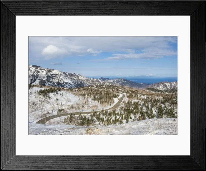 Framed Print : Snowcapped mountains in Shiretoko National Park, UNESCO World Heritage Site, Hokkaido