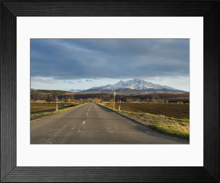 Framed Print : Road leading through beautiful landscape near the Shiretoko National Park, Hokkaido Framed Print : Road leading through beautiful landscape near the Shiretoko National Park, Hokkaido
