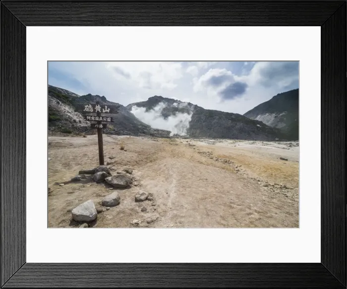 Framed Print : Smokey Iozan (sulfur mountain) active volcano area, Akan National Park, Hokkaido Framed Print : Smokey Iozan (sulfur mountain) active volcano area, Akan National Park, Hokkaido
