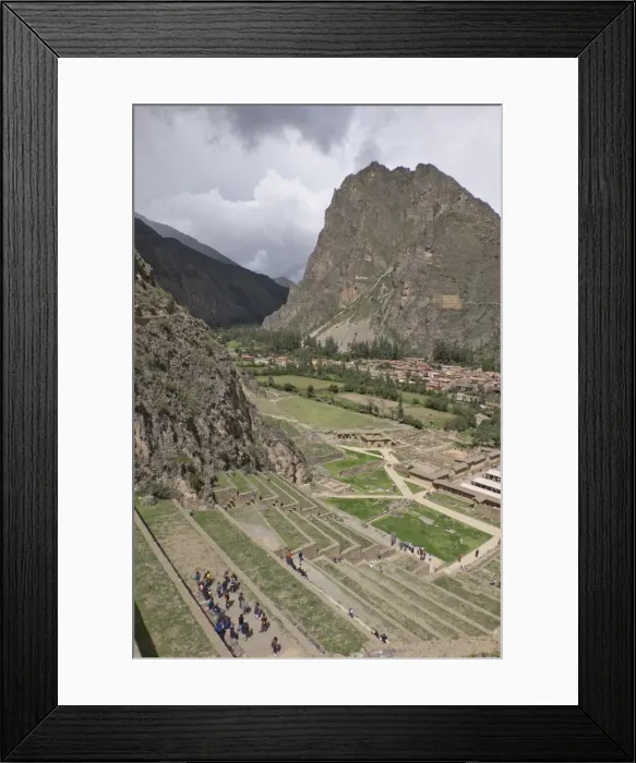 Framed Print : Tourists visit the ruins of the Inca archaeological site of Ollantaytambo near Cusco Framed Print : Tourists visit the ruins of the Inca archaeological site of Ollantaytambo near Cusco
