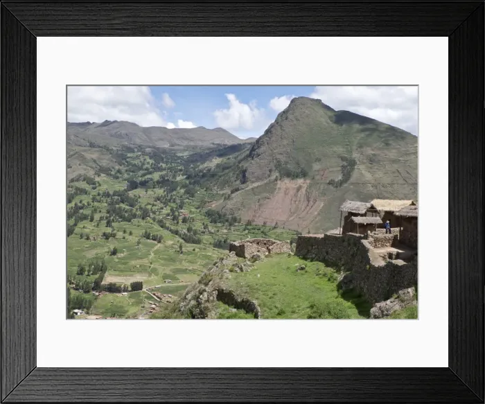 Framed Print : Ruins of the Inca archaeological site of Pisac near Cusco, Peru, South America