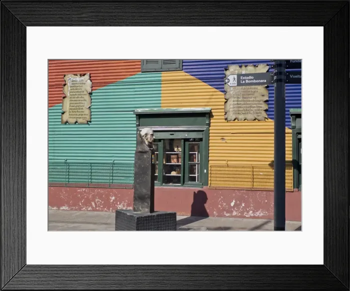 Framed Print : Statue of famous local painter Quinquela Martin at Caminito alley in the Boca, old Framed Print : Statue of famous local painter Quinquela Martin at Caminito alley in the Boca, old