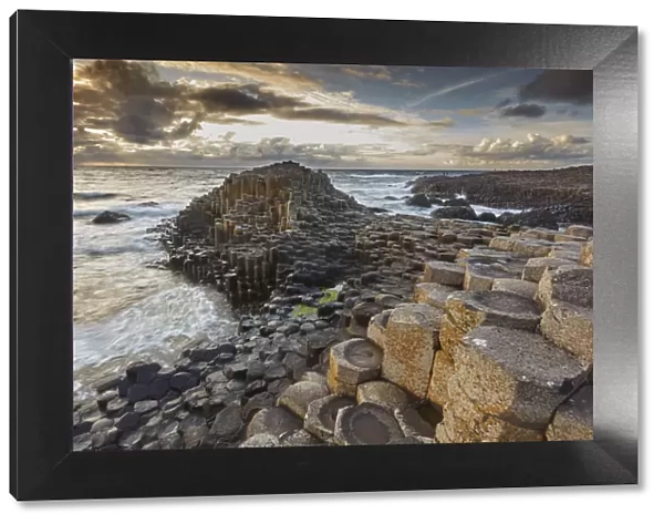 An evening view of the Giants Causeway, UNESCO World Heritage Site, County Antrim