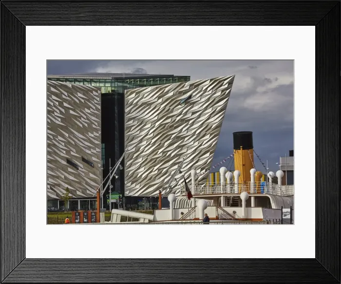 Framed Print : A view of the Titanic Museum, with the SS Nomadic, the only surviving White Star Line ship