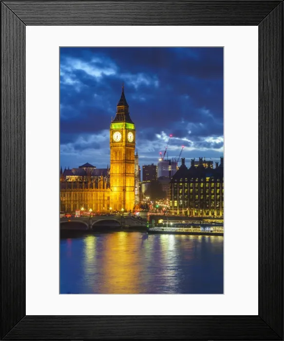 Framed Print : Big Ben (the Elizabeth Tower) and Westminster Bridge at dusk, London, England, United Kingdom Framed Print : Big Ben (the Elizabeth Tower) and Westminster Bridge at dusk, London, England, United Kingdom