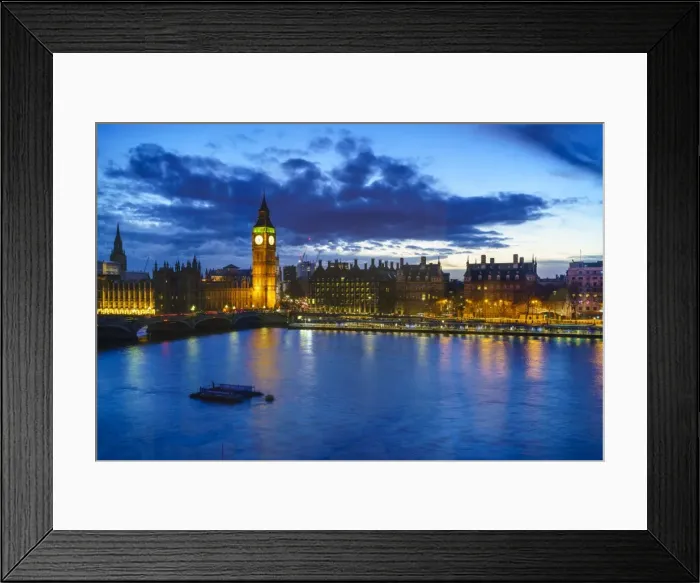 Framed Print : Big Ben (the Elizabeth Tower) and Westminster Bridge at dusk, London, England, United Kingdom Framed Print : Big Ben (the Elizabeth Tower) and Westminster Bridge at dusk, London, England, United Kingdom